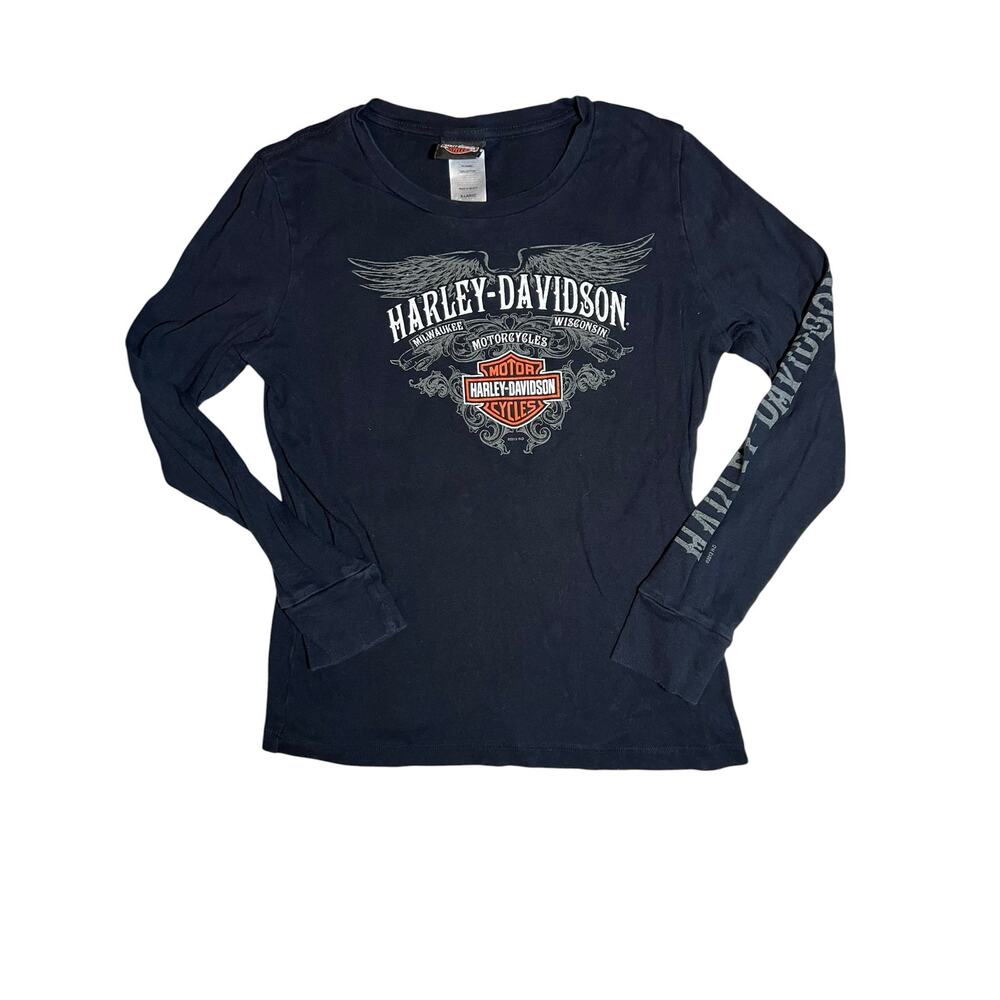 Harley-Davidson Y2K long sleeve graphic motorcycle biker t-shirt women's sz XL - Picture 2 of 8